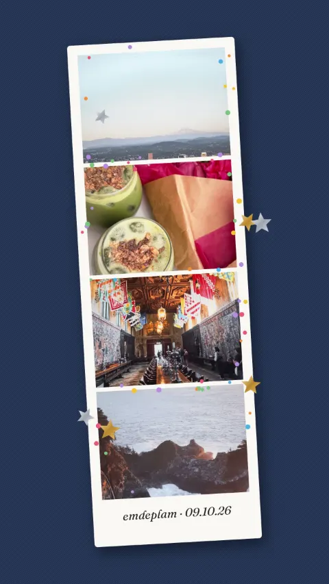 Dải ảnh photobooth 4 tấm nằm nghiêng trên nền vải jean